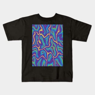 Abstract Retro Liquid Marble Swirl, Purple Blue Green Kids T-Shirt